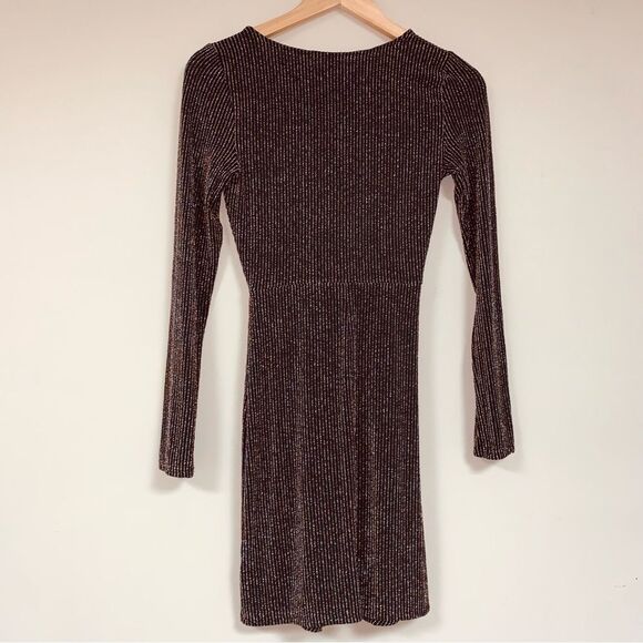 NWT Sexy Formal Prom Dress Black Metallic Shimmer Slit Party Bodycon Wedding - Picture 9 of 12